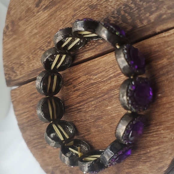 B2304 amythest tourmaline Norwegian bracelet stretch NEW ARRIVAL‎ - Picture 2 of 3